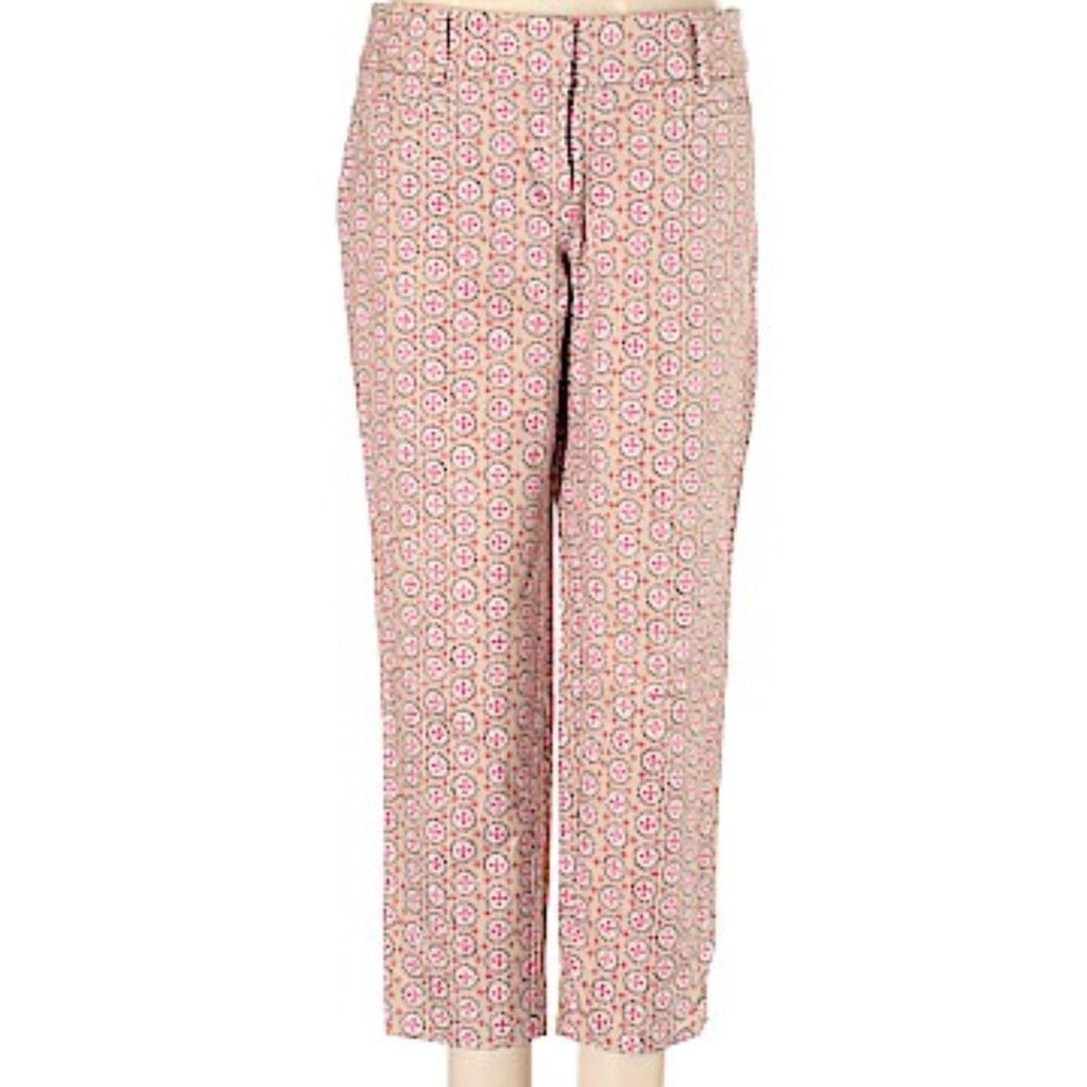Loft Pink Patterned Crop Pant Size 12P